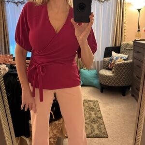 Banana Republic Size M Wrap Fuchsia Top.